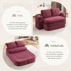 2-in-1 Sleeper Chair Made of Corduroy, Compressed Floor Sofa with Adjustable Armrests, 2 Cup Holders, High Backrest and Extra Deep Seat, Burgundy
