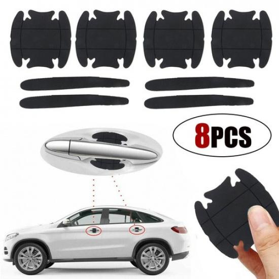 8pcs Black Car Door Handle Bowl Cover Protector Anti Scratch Sticker Accessories