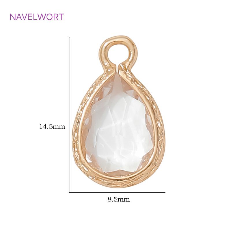 8.5mm*14.5mm 18K Gold Plated Crystal Glass Droplet Charms For Earring Making,Brass Decorative Pendants,DIY Jewelry Pendants