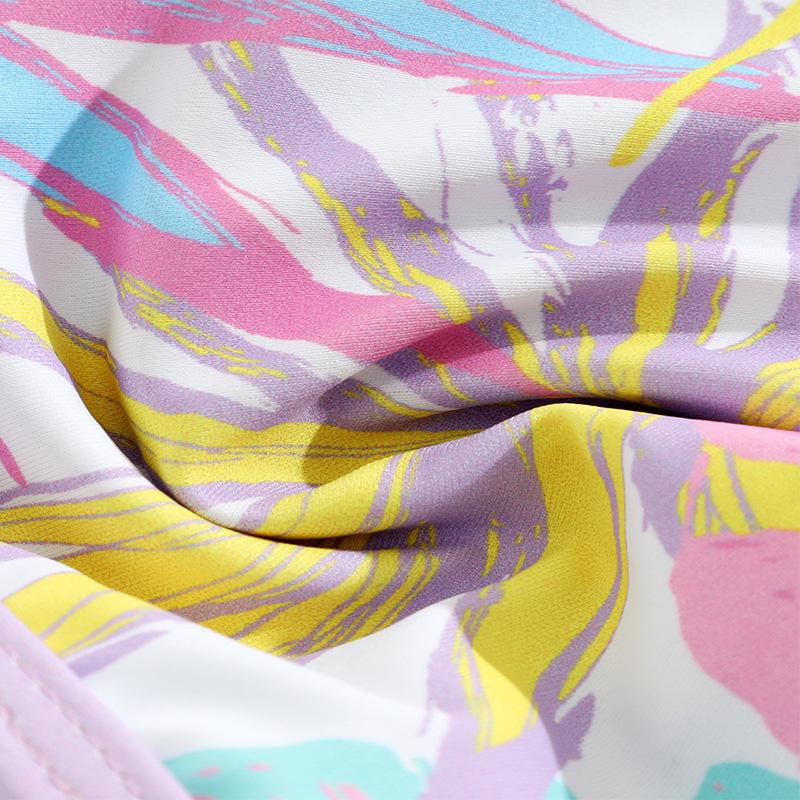 2025 European & American Kids' Maple Leaf Print Long Sleeve Swimsuit