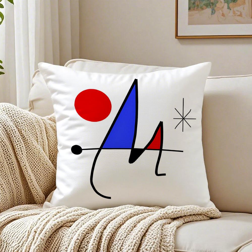 JJoan MMiro Abstract Art Painting Cushion Cover Linen Pillowcase Soft  for Sofa Bed Home Room Decor
