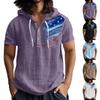 Men'S Casual Short Sleeved Hooded Top Buttoned Open Neck T-Shirt