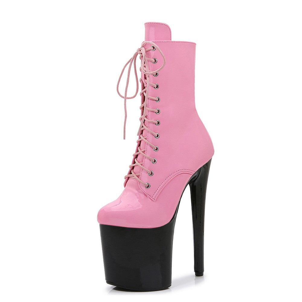 Сценические танцевальные ботинки Сексуальные секс высокие каблуки Большой размер Лакированная кожа Королева Ботильоны