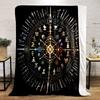 Mystical Symbol Circle with Weapon Motifs printed Flannel blanket for bedroom, living room, sofa, and nap