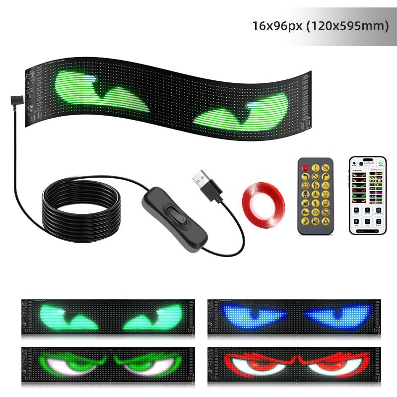 2PCS LED Devil Eye Light for Car Truck Windshield Animated LED Matrix Panel Sign Flexible Programmable Digital Display Light APP