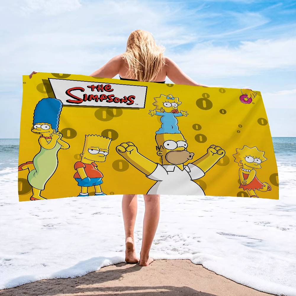 Мультяшное Полотенце The S-Simpsons из Микрофибры Мягкое Впитывающее Дышащее Для Девочек Детей Декоративное Мультяшное Пляжное Полотенце