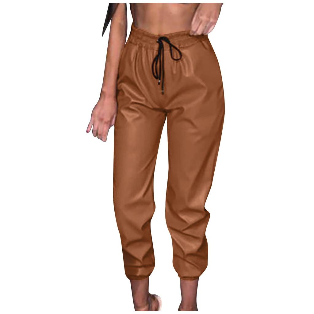 Женские повседневные брюки Harlan Ninth из твердой кожи с тонким шнурком и высокой талией