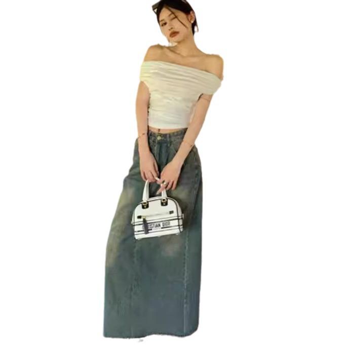 Женский облегающий топ на одно плечо с коротким рукавом - Летняя футболка с открытыми плечами