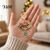 Christmas Party Supplies Santa Tree Snowman Keychain, Golden Plated Zinc Alloy Holiday Bag Charms Handbags Decorative Accessory with Lobster