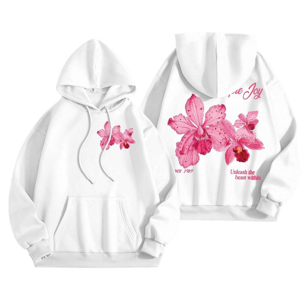 Women's Fashionable Loose-fitting Casual Long-sleeved Hooded Printed Sweatshirt