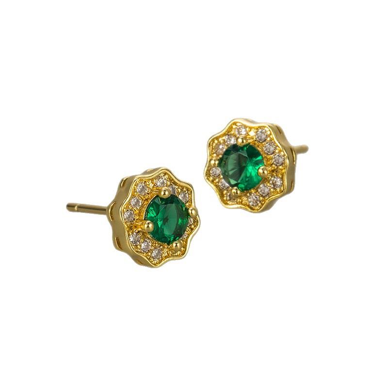 Elegant Round Zircon Flower Stud Earrings For Women Minimalist Chic Commuter Fashion Jewelry Accessories