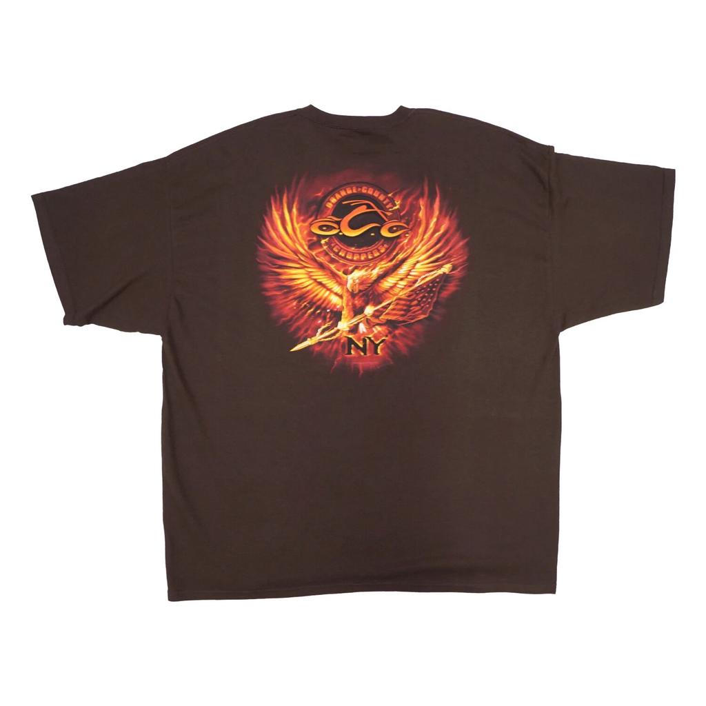 Мужская повседневная графическая ОРАНЖЕВАЯ COTY CHOPPERS MENS FIRE EAGLE ФУТБОЛКА Т...