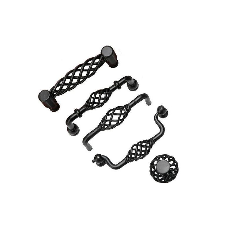 1 шт. прочные ручки для кухонного шкафа в форме птичьей клетки, винтажные ручки для ящиков, черная ручка для мебели, полая ручка, простая установка