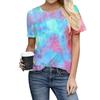 Floral 3D Printed Short Sleeved T-shirt Summer Breathable Polyester Simple Round Neck Top