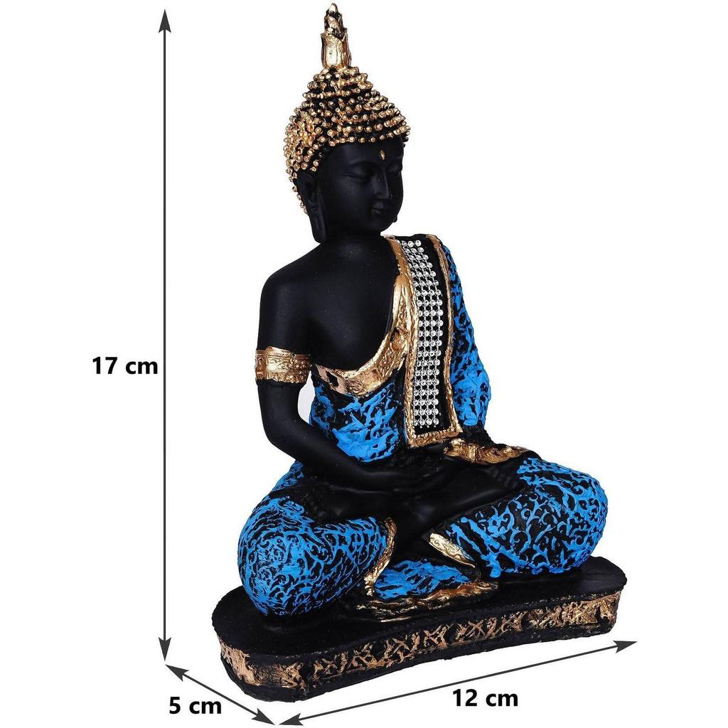 Статуя Будды для медитации для домашнего декора Идол/Предмет интерьера Декоративный предмет - 17 см  (Полирезин, синий)