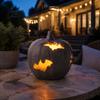 Halloween Pumpkin Decor Resin Figurine, Bat Hollow Out Lantern with Durable Collectibles Warm Light, Spooky Indoor Outdoor Home Table Fireplace Unique
