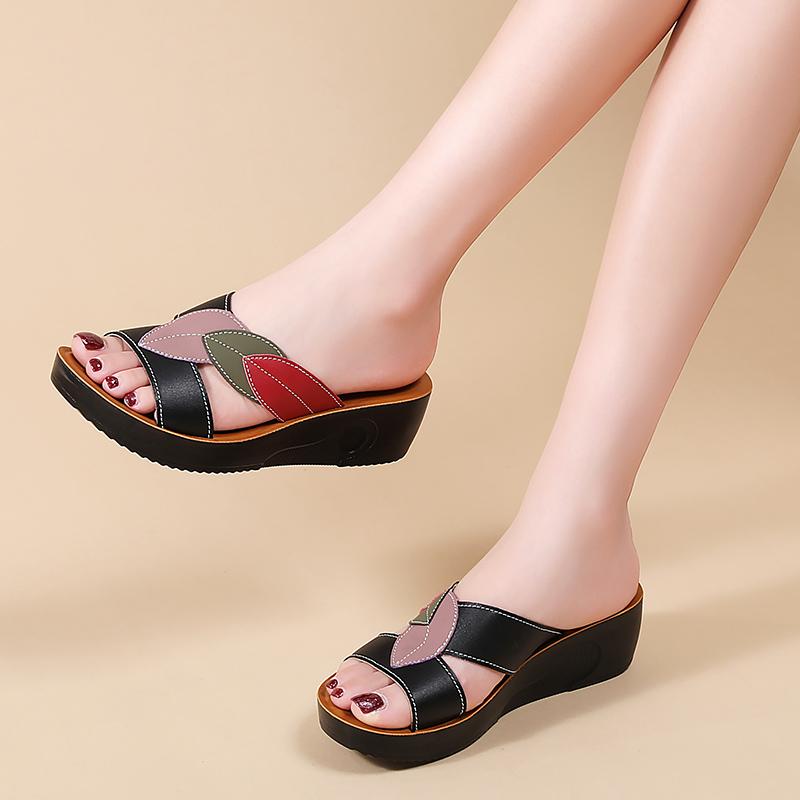 Summer Women Wedge Sandals Premium Orthopedic Open Toe Sandals Vintage Anti-slip Leather Casual Female National Style Shoes