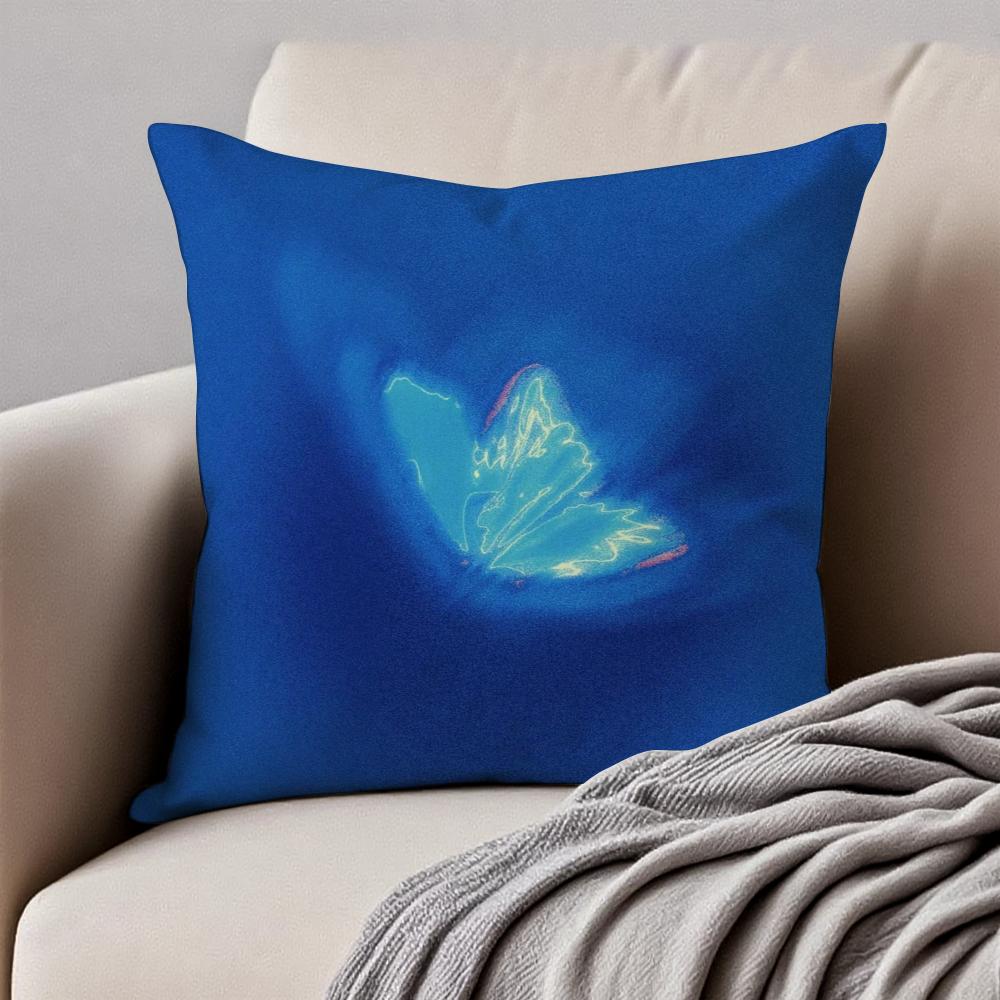 Vintage Butterfly Ins Anime Style Art Cushion Cover Pillowcase Antidustmite Invisible Zipper Short Plush Sofa Cushion