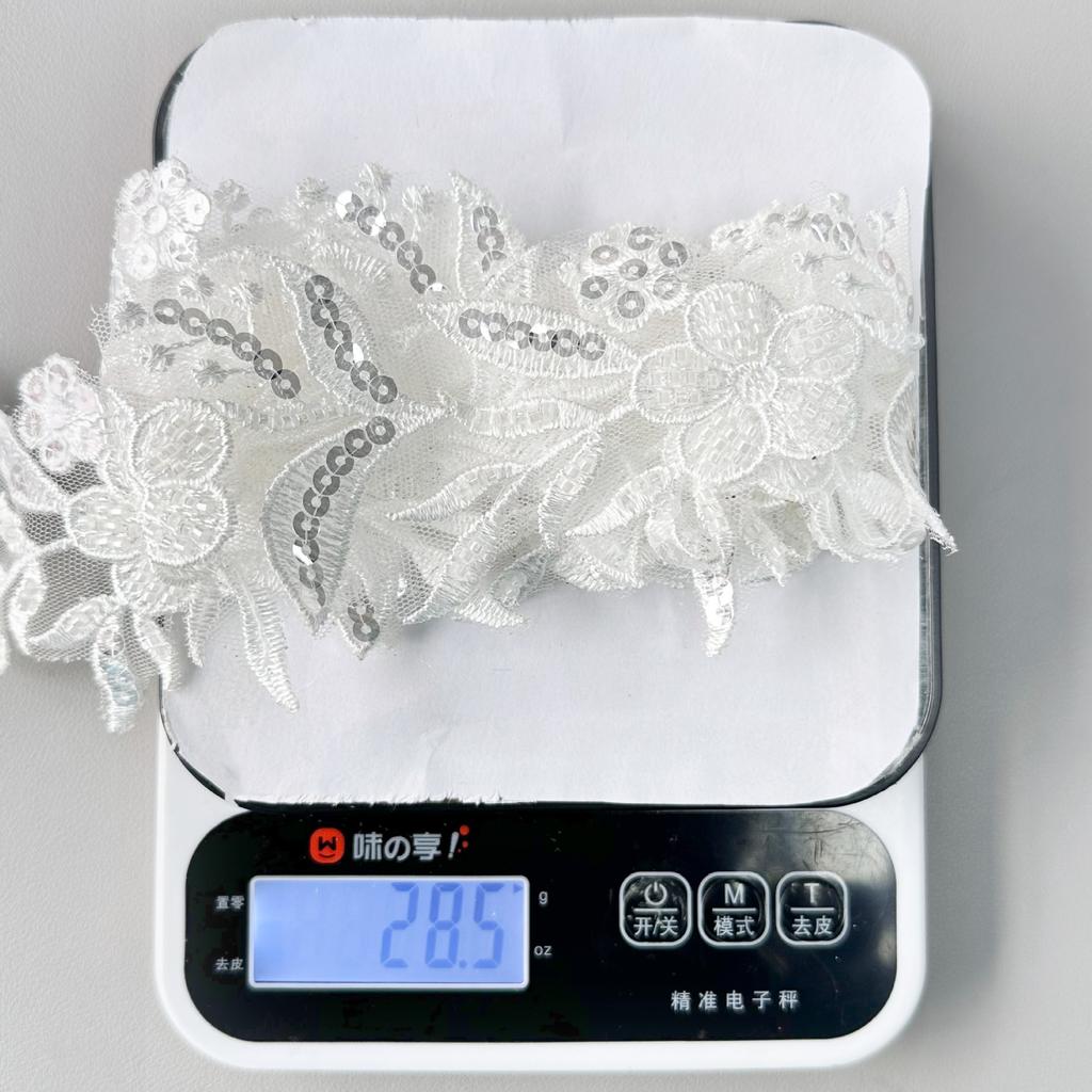 White Mesh Beads Three-Dimensional Flower Barcode Clothing Accessories Wedding Dress Skirt Decorative Lace Accessories