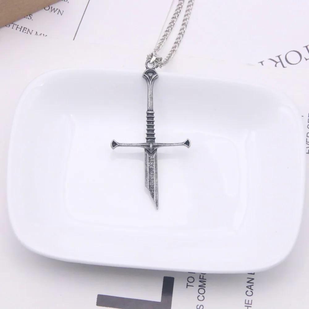 Винтажное ожерелье Narsil Broken Sword для мужчин и женщин, ювелирные изделия Moveis, крутой кулон в стиле панк с мечом, ожерелье, подарок