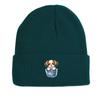 Cartoon Dog Pocket Warm Knitted Cap Beanie, Animal Woman Cap Cozy Candy Color Solid Color Pompom Beanies Knit Hat Beanie