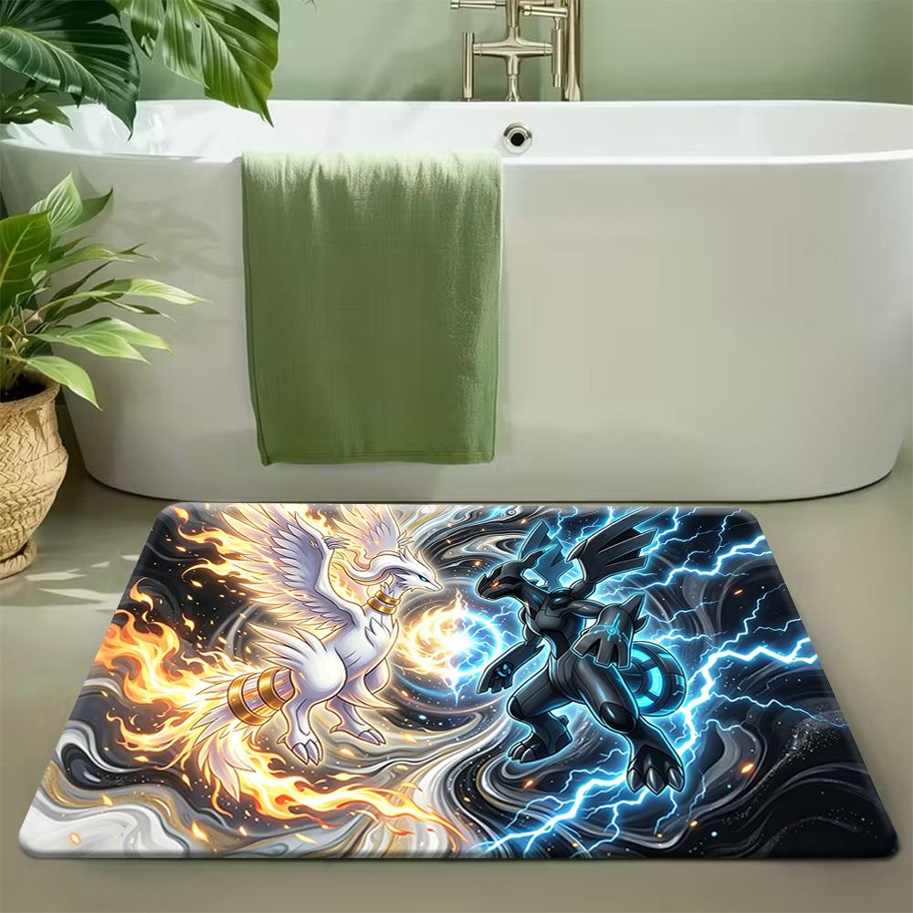 Dark Zekrom Legendary Pokemon Cloud Storm Print Soft Non-Slip Absorbent Home Indoor Floor Rug Doormat