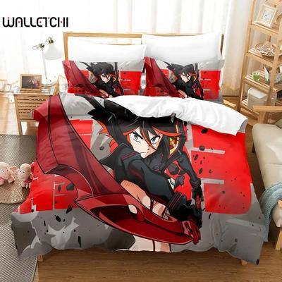 Модный комплект постельного белья KILL La KILL, односпальная кровать, двуспальная кровать размера «king-size», комплект постельного белья для детей, набор пододеяльников с 3D-принтом, каваи