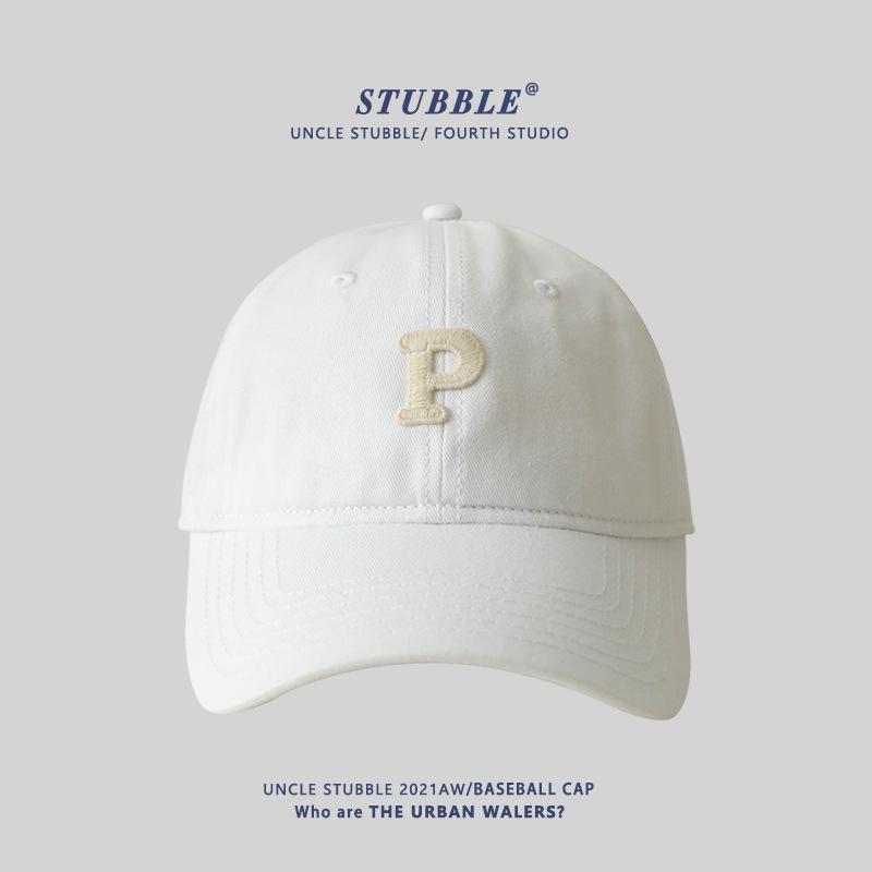Women's Adult Four Seasons Soft Top Baseball Cap Large Size 100% Cotton P Letter Logo 6-Panel Design 48-50cm Head Circumference