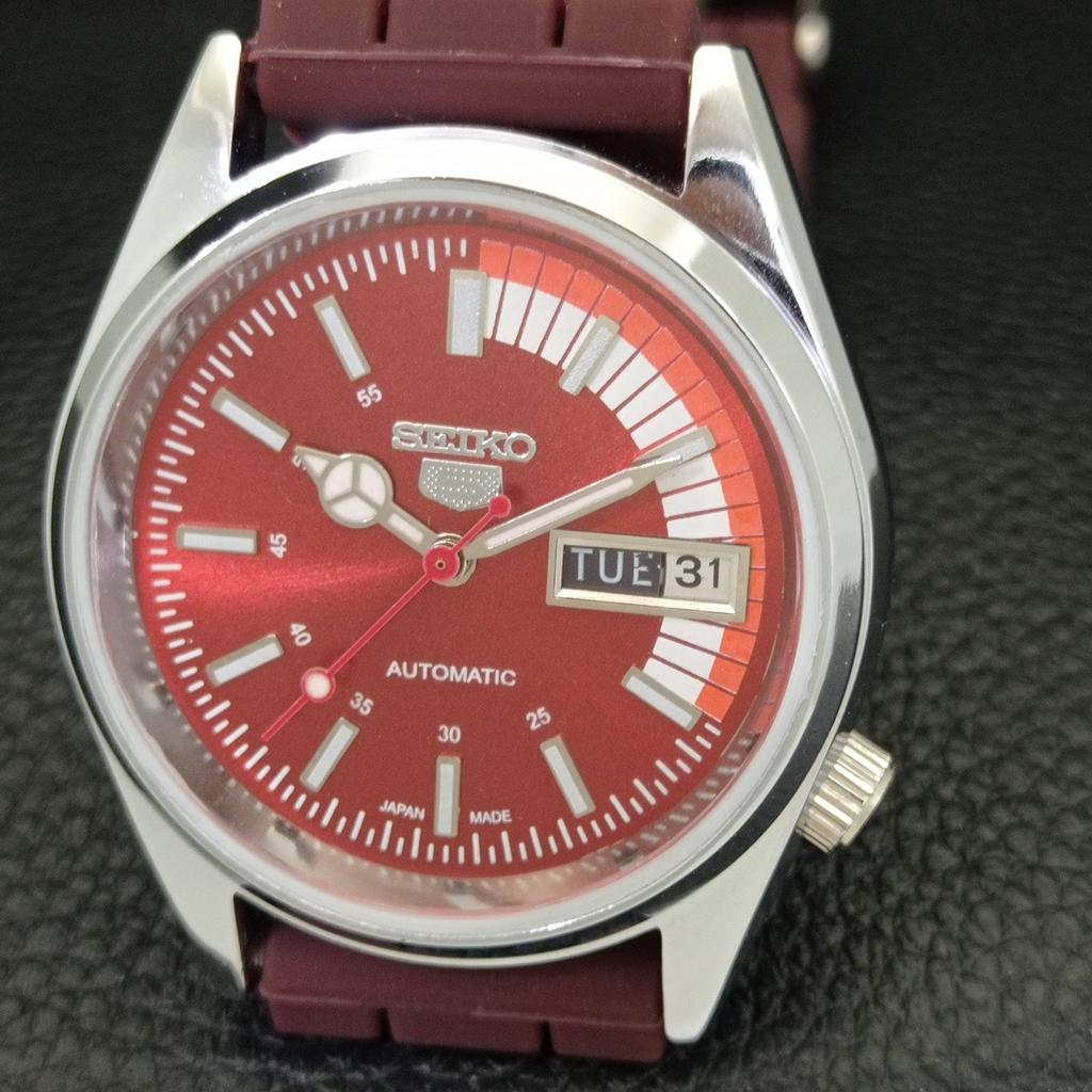 REFURBISHED SEIKO 5 AUTOMATIC 6309A VINTAGE JAPAN MENS RED DIAL WATCH a441096-4 Sk-a441096