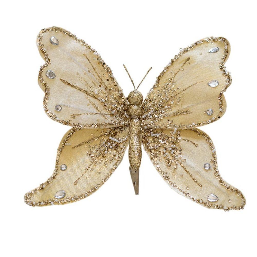 Handmade Christmas Butterfly Pendant With Clip Christmas Tree Pendant Party Supplies