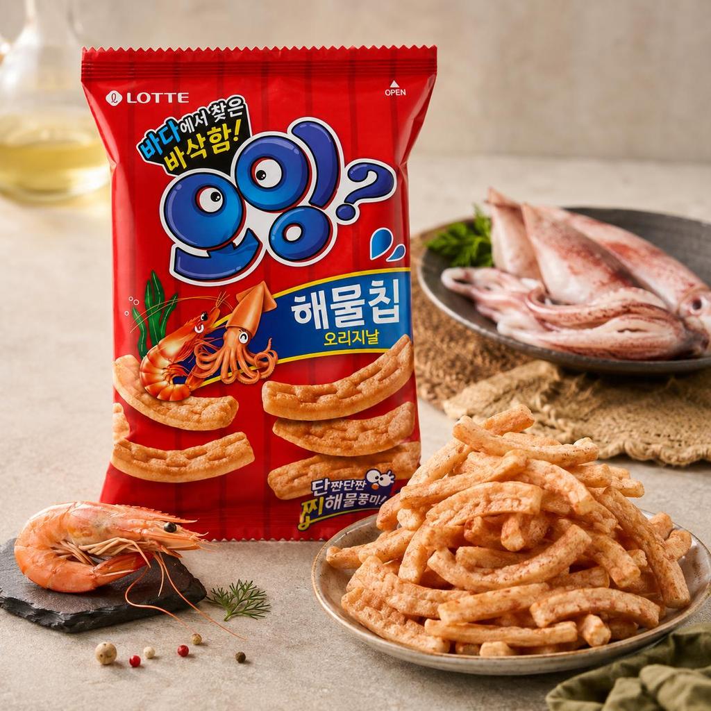 Хрустящие палочки Lotte со вкусом кальмара и креветки 75 г
