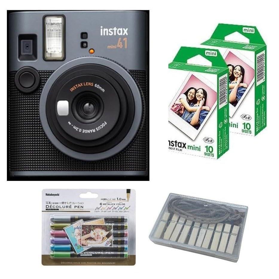 Instant camera Cheki instax mini 41 film 20 sheets garland deco pen (total 4 items set)
