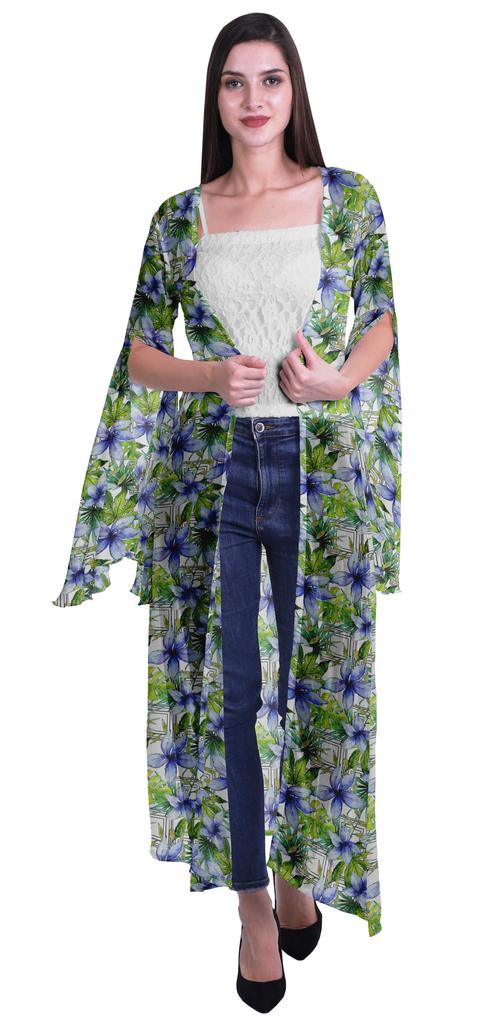 Moomaya Пляжная накидка с открытым передом из принтованного жоржета и разрезами на рукавах