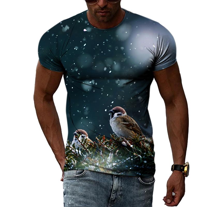 Летние мужские футболки с животными и птицами, модные повседневные футболки с короткими рукавами с 3D принтом, топ в стиле Харадзюку в стиле хип-хоп с круглым вырезом