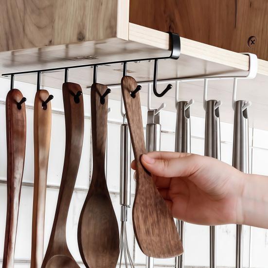 3/6Pcs Shelf Mug Hanger Storage Hooks Simple Installation Under-Cabinet Coffee Mug Holder Kitchen Utensils Organizer