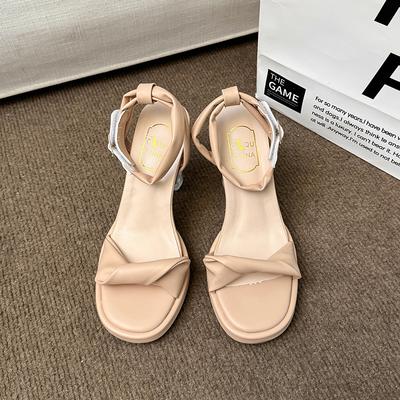 Мода 2025 Сандалии Женская обувь Лето На каждый день Женские каблуки Ремешок с пряжкой Новая мода Девушки Комфортные сандалии Удобная обувь для женщин