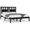 Solid Wood Bed Frame Black Pine 140 x 190 cm