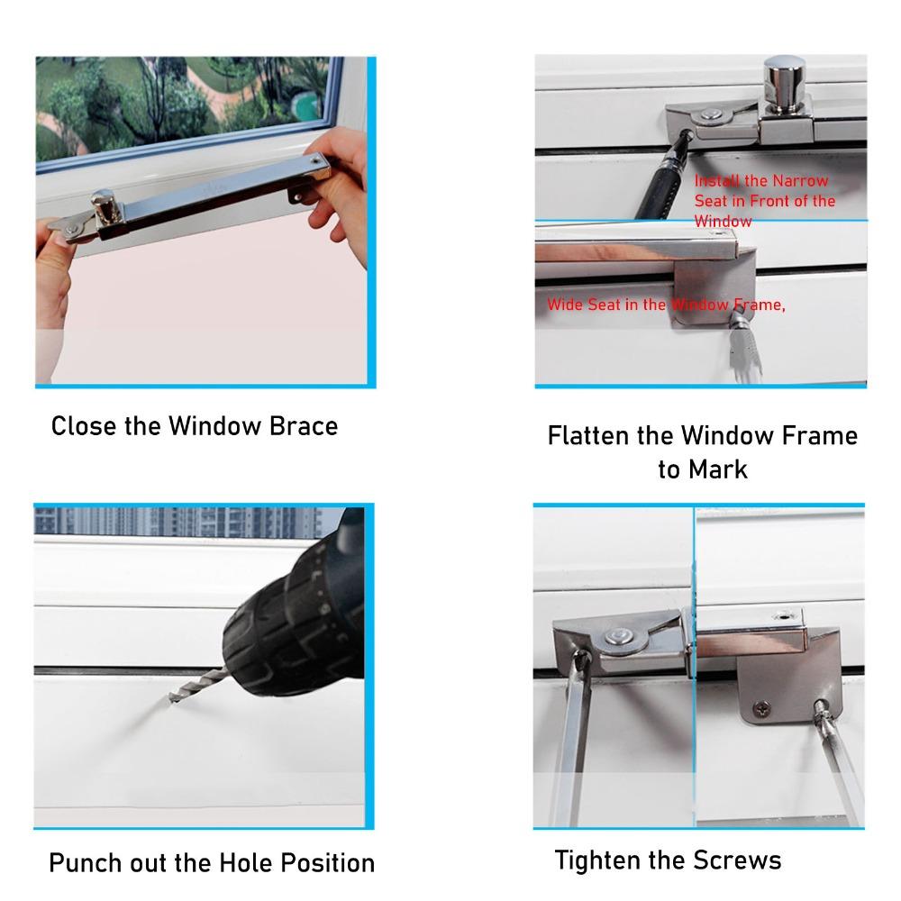 Heavy Duty Manual Window Opener Rod Aluminum Stay Kit Window Bracket Hinge  Gardening