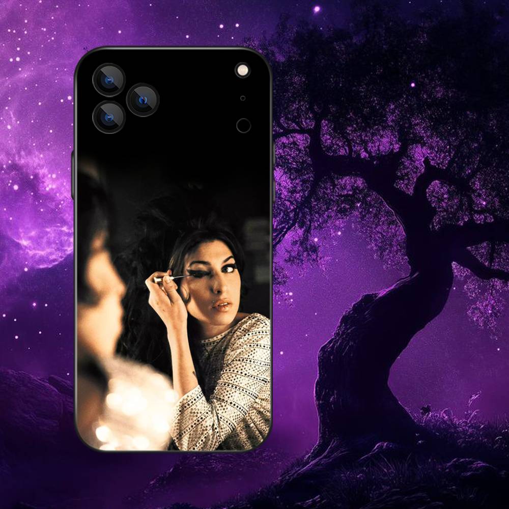 Amy Winehouse Phone Case For iPhone 17,16,15,14,13,12,Pro,Max,Plus,E,SE4,Air,Mini Black Soft Box