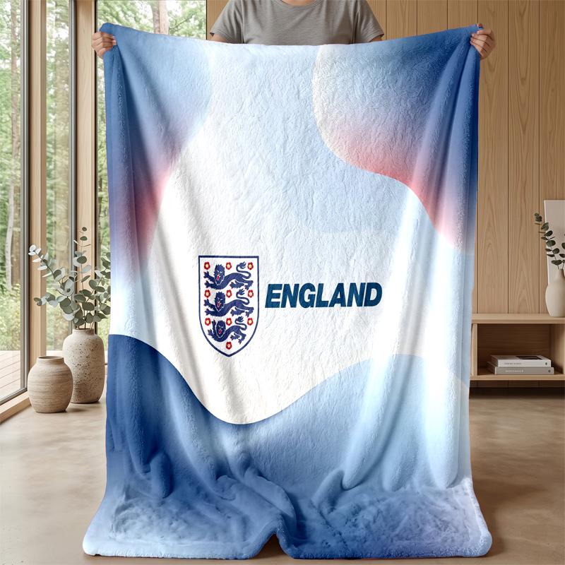 England Football Printed Flannel Blanket Skin Friendly Warm Decorative Throw for Indoor Couch Bed Daily Use
