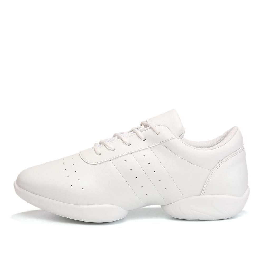 Женские взрослые джазовые танцевальные туфли для квадратного танца, белые кожаные спортивные туфли для женщин, повседневные кроссовки для бега, для улицы