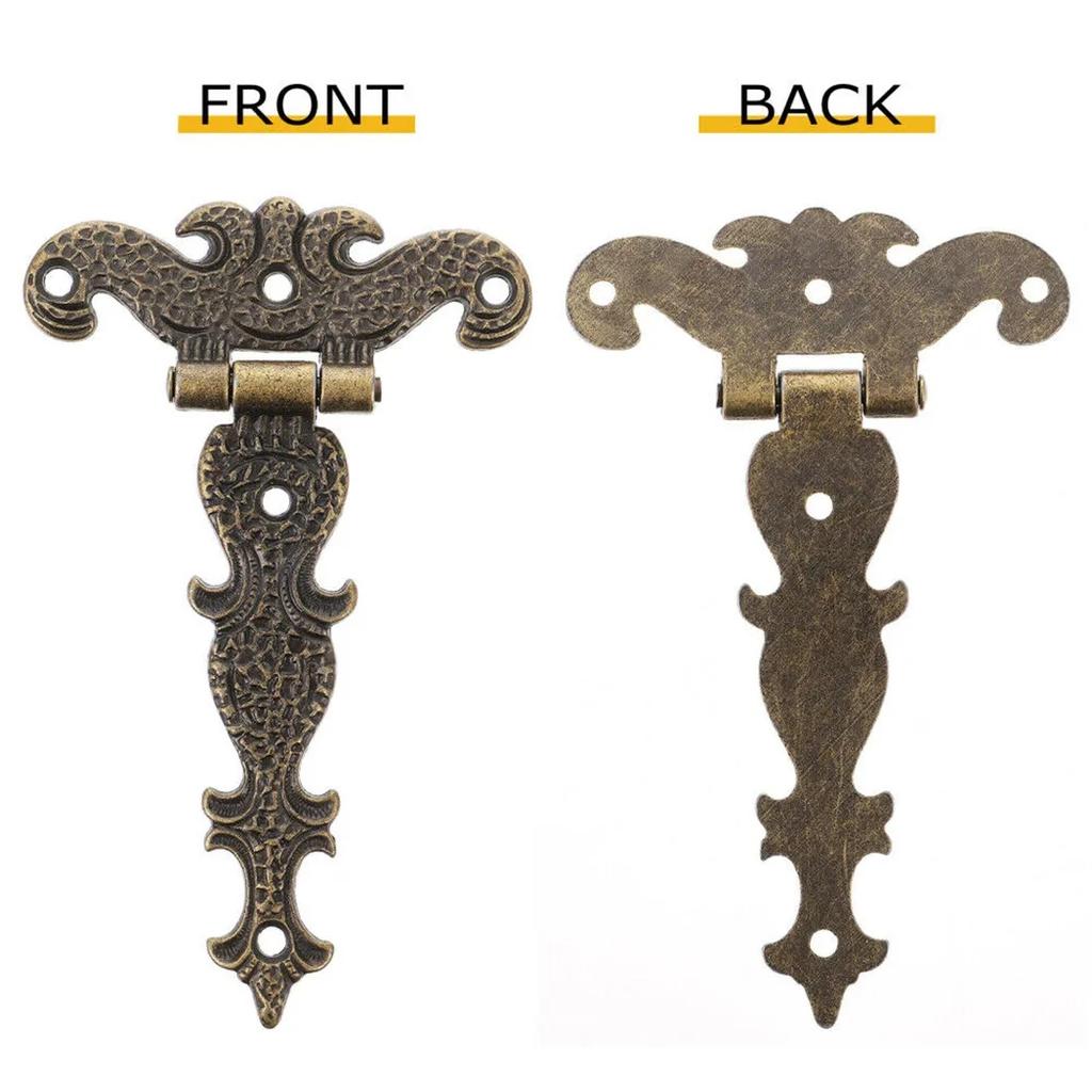 2pcs Cabinet Door Area Butt Hinges Classic Style Brass Plated Large Hinge Big Decorative Jewelry Wooden Box Furniture Fittings 11369mm