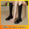 Long Boots Women's Small Thick-soled Velvet Long Boots High Knight Boots Spring and Winter New Thick Heel V Mouth