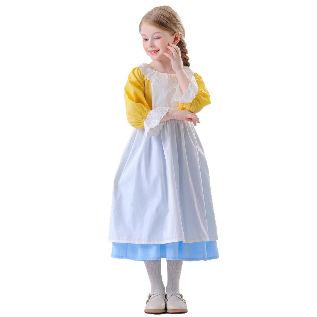 Хэллоуин Европейский Средневековый Пасторальный Костюм Горничной Романтический Фермерский Сад Платье Костюм Маленькой Девочки