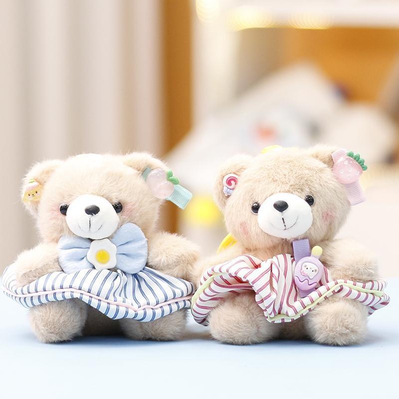 Cute Bear Teddy Plush Stuffed Animal With Pp Cotton Fill Keychain Gift For Girls