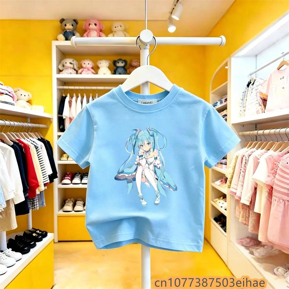 Hatsune Miku Cobranded Solid Base Pure Cotton Short Sleeve Vivid Anime Printed Casual Unisex New Arrival Summer Clothing