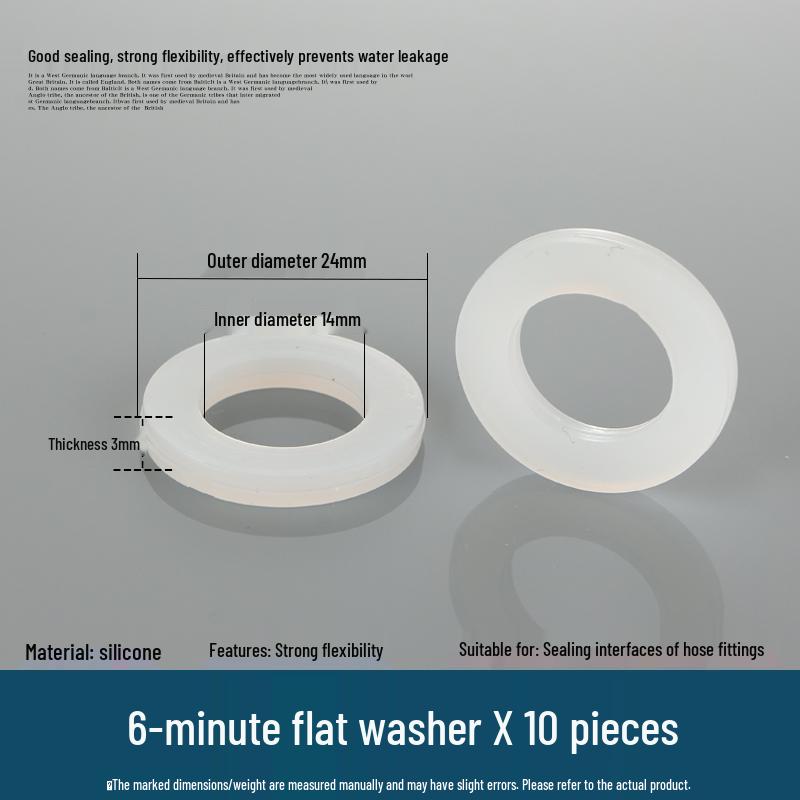 Silicone rubber gasket for 4-minute water heater: flat sealing ring, shower inlet pipe, 6-point, 1-inch water meter.