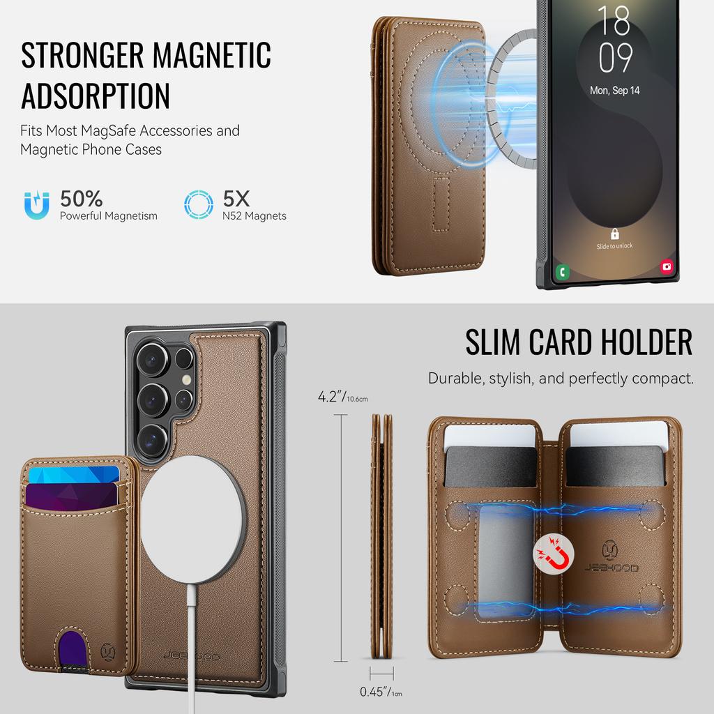 Leather Phone Case for Samsung Galaxy S26 Ultra S25 Edge S24 Plus S23 FE S22 S21 S20 Note20 Detachable Magnetic Card Slot Wallet