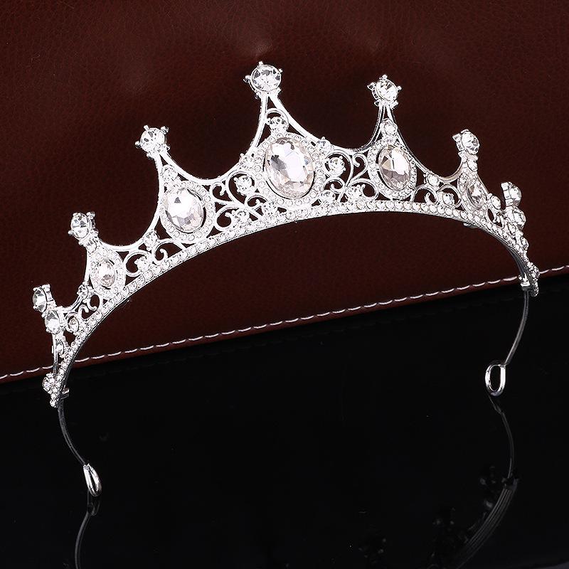 Baroque Bride Wedding Crown Tiara Wedding Dress Accessories Exquisite Alloy Rhinestone Crown Hair Accessories