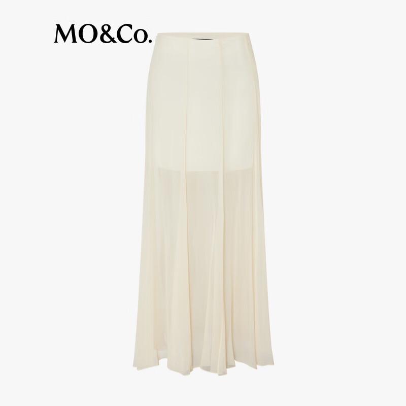 MO&Co. Silk Blend High-Waist Slit Midi Skirt